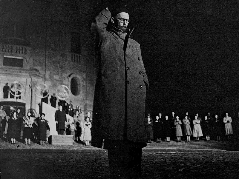 Oskar Eberle bei den Proben für das Welttheater Einsiedeln; Archiv Welttheaterverein Einsiedeln. Foto: © René Haury 